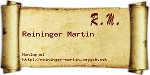 Reininger Martin névjegykártya